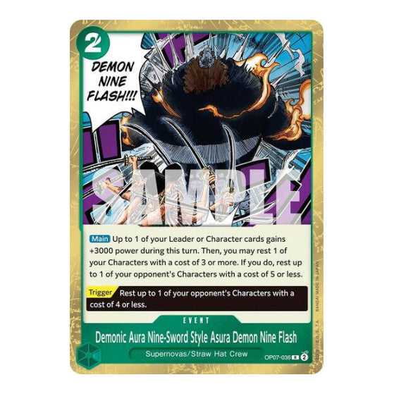 Demonic Aura Nine-Sword Style Asura Demon Nine Flash (OP07) #OP07-036 Rare (Foil Near Mint) 500 Years in the Future One Piece Card Game: 2024