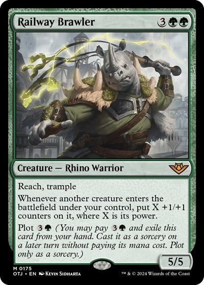 Railway Brawler (PPOTJ) #175 Mythic Rare (Near Mint) Promo Pack: Outlaws of Thunder Junction Magic: The Gathering: 2024