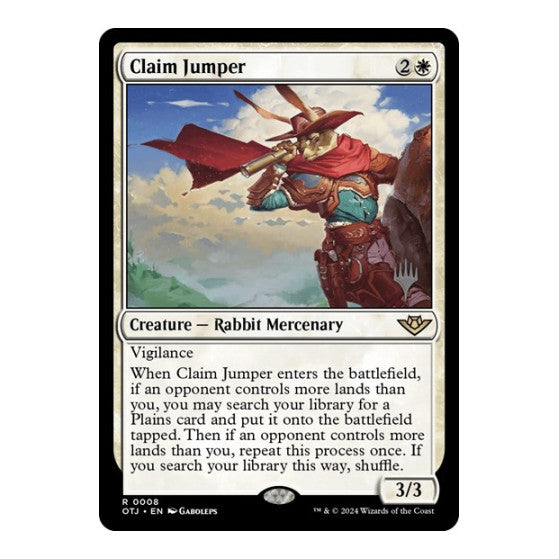 Claim Jumper (PPOTJ) #8 Rare (Foil Lightly Played) Promo Pack: Outlaws of Thunder Junction Magic: The Gathering: 2024
