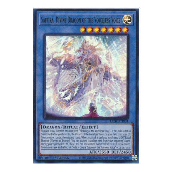 Saffira, Divine Dragon of the Voiceless Voice (LEDE) #LEDE-EN034 Ultra Rare (1st Edition Near Mint) Legacy of Destruction YuGiOh: 2024