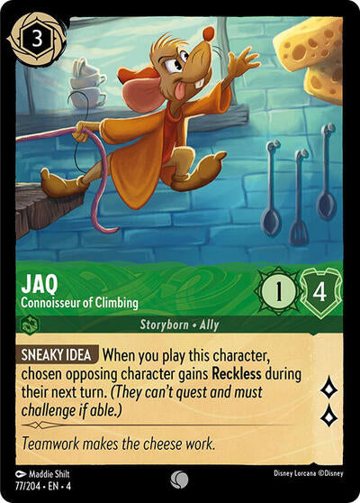 Jaq Connoisseur of Climbing (4) #77/204 Common (Near Mint) Ursula's Return Disney Lorcana: 2024