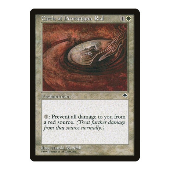Circle of Protection: Red (TMP) #11 Common (Moderately Played) Tempest Magic: The Gathering: 1997