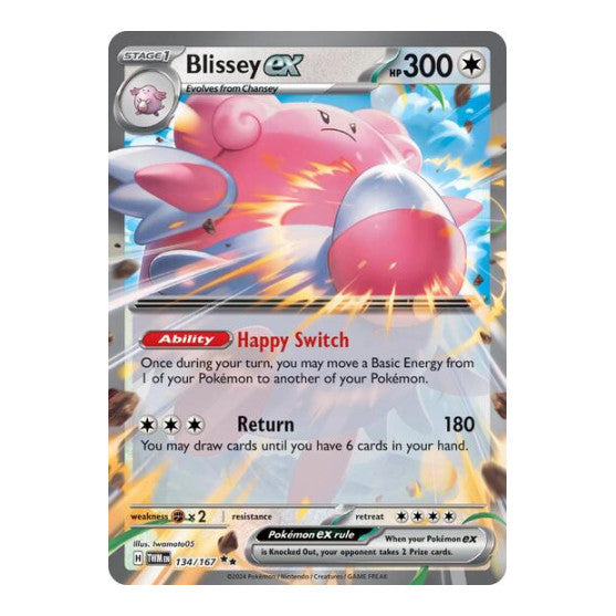 Blissey ex - 134/167 (TWM) #134/167 Double Rare (Holofoil Near Mint) SV06: Twilight Masquerade Pokemon: 2024
