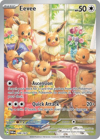 Eevee 188 167 (TWM) #188/167 Illustration Rare (Holofoil Lightly Played) SV06: Twilight Masquerade Pokemon: 2024