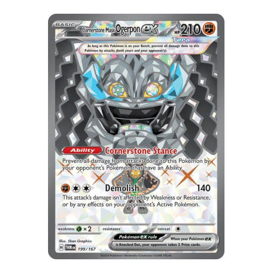 Cornerstone Mask Ogerpon ex 199 167 (TWM) #199/167 Ultra Rare (Holofoil Near Mint) SV06: Twilight Masquerade Pokemon: 2024