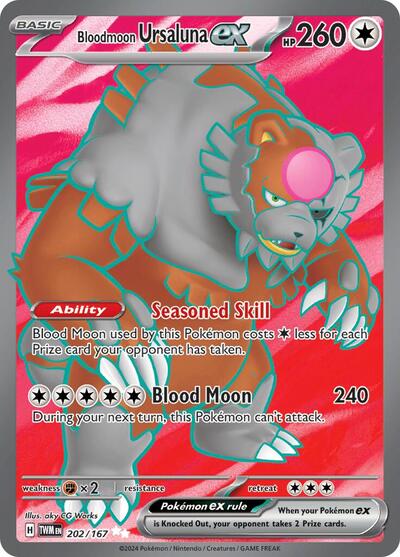 Bloodmoon Ursaluna ex 202 167 (TWM) #202/167 Ultra Rare (Holofoil Near Mint) SV06: Twilight Masquerade Pokemon: 2024