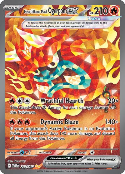 Hearthflame Mask Ogerpon ex 212 167 (TWM) #212/167 Special Illustration Rare (Holofoil Near Mint) SV06: Twilight Masquerade Pokemon: 2024