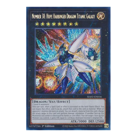 Number 38: Hope Harbinger Dragon Titanic Galaxy (Secret Rare) (RA02) #RA02-EN036 Secret Rare (1st Edition Near Mint) 25th Anniversary Rarity Collection II YuGiOh: 2024