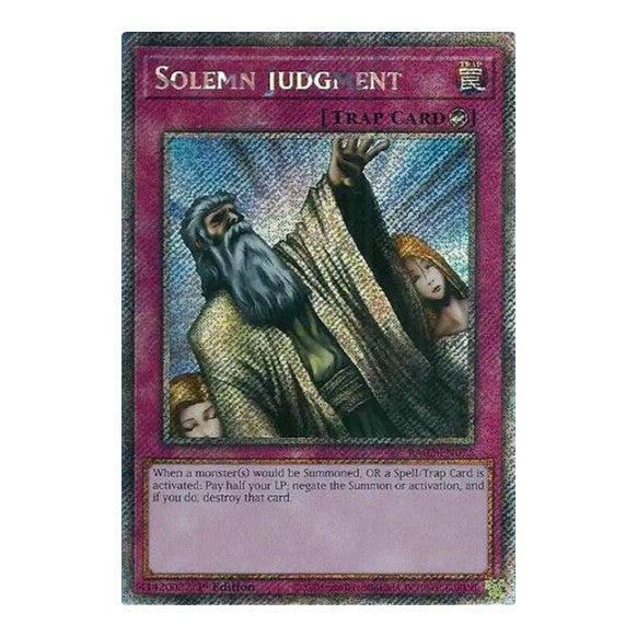 Solemn Judgment (Platinum Secret Rare) (RA02) #RA02-EN075 Platinum Secret Rare (1st Edition Near Mint) 25th Anniversary Rarity Collection II YuGiOh: 2024