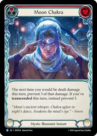 Moon Chakra Red (MST) #MST034 Rare (Lightly Played) Part the Mistveil Flesh and Blood TCG: 2024