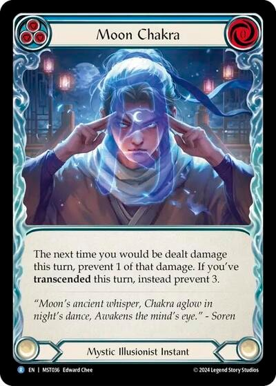 Moon Chakra Blue (MST) #MST036 Rare (Lightly Played) Part the Mistveil Flesh and Blood TCG: 2024