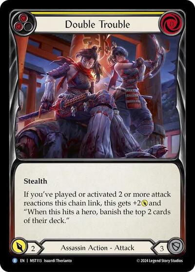 Double Trouble Yellow (MST) #MST113 Rare (Lightly Played) Part the Mistveil Flesh and Blood TCG: 2024