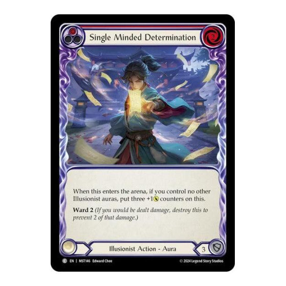 Single Minded Determination (Red) (MST) #MST146 Common (Lightly Played) Part the Mistveil Flesh and Blood TCG: 2024