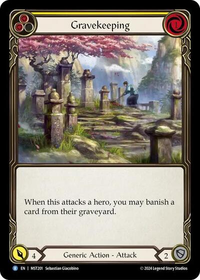 Gravekeeping Yellow (MST) #MST201 Rare (Lightly Played) Part the Mistveil Flesh and Blood TCG: 2024