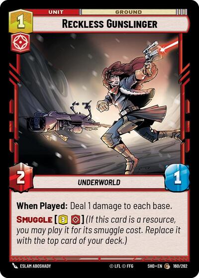 Reckless Gunslinger (SHD) #160/262 Common (Near Mint) Shadows of the Galaxy Star Wars: Unlimited: 2024