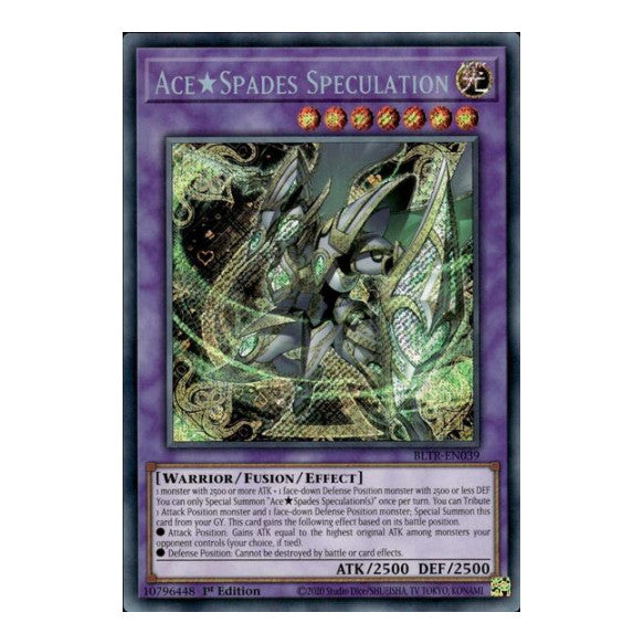 Ace Spades Speculation (BLTR) #BLTR-EN039 Secret Rare (1st Edition Near Mint) Battles of Legend: Terminal Revenge YuGiOh: 2024