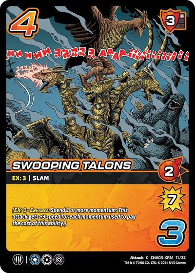 Swooping Talons () #CHA03-KRM 11/22 Common (Lightly Played) Challenger Series: Godzilla UniVersus: 2024