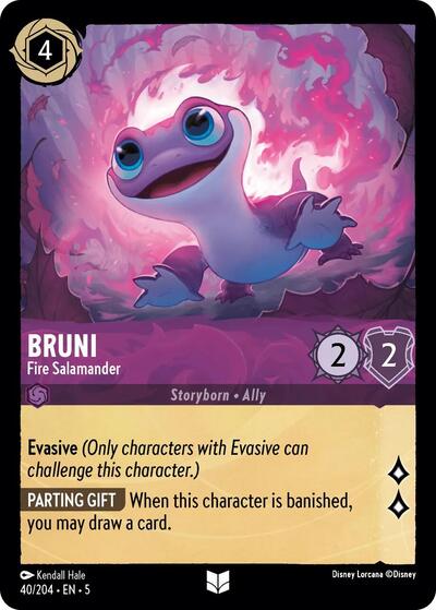 Bruni - Fire Salamander (5) #40/204 Uncommon (Near Mint) Shimmering Skies Disney Lorcana: 2024