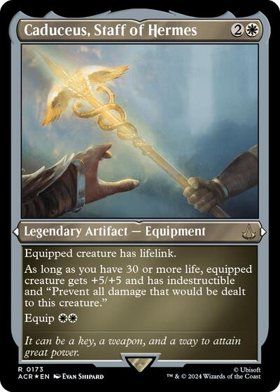 Caduceus Staff of Hermes Foil Etched (ACR) #173 Rare (Foil Lightly Played) Universes Beyond: Assassin's Creed Magic: The Gathering: 2024