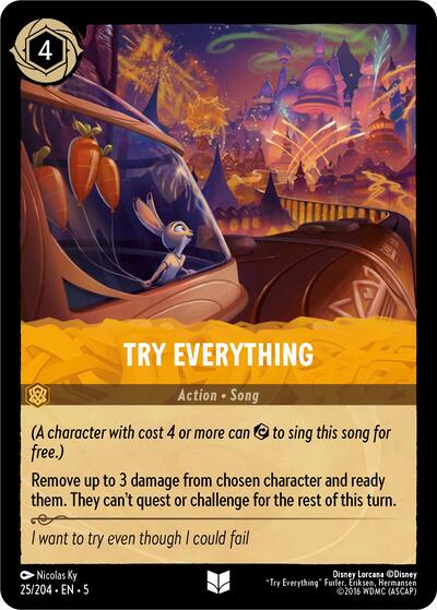 Try Everything (5) #25/204 Uncommon (Near Mint) Shimmering Skies Disney Lorcana: 2024