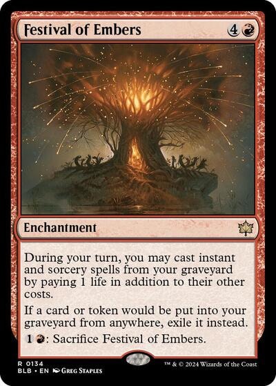 Festival of Embers (BLB) #134 Rare (Lightly Played) Bloomburrow Magic: The Gathering: 2024