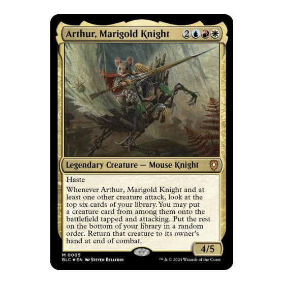 Arthur Marigold Knight (BLC) #5 Mythic Rare (Foil Lightly Played) Commander: Bloomburrow Magic: The Gathering: 2024