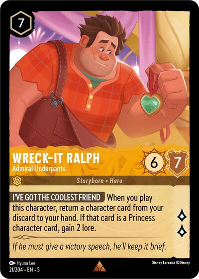 Wreck-It Ralph - Admiral Underpants (5) #21/204 Rare (Near Mint) Shimmering Skies Disney Lorcana: 2024