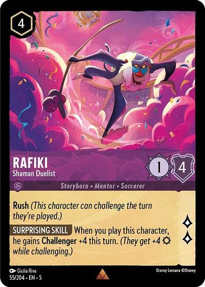 Rafiki - Shaman Duelist (5) #55/204 Rare (Near Mint) Shimmering Skies Disney Lorcana: 2024