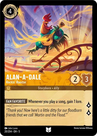Alan-A-Dale - Rockin' Rooster (5) #20/204 Uncommon (Near Mint) Shimmering Skies Disney Lorcana: 2024