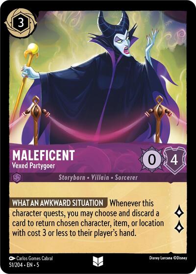 Maleficent - Vexed Partygoer (5) #51/204 Uncommon (Near Mint) Shimmering Skies Disney Lorcana: 2024