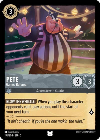 Pete - Games Referee (5) #195/204 Uncommon (Near Mint) Shimmering Skies Disney Lorcana: 2024