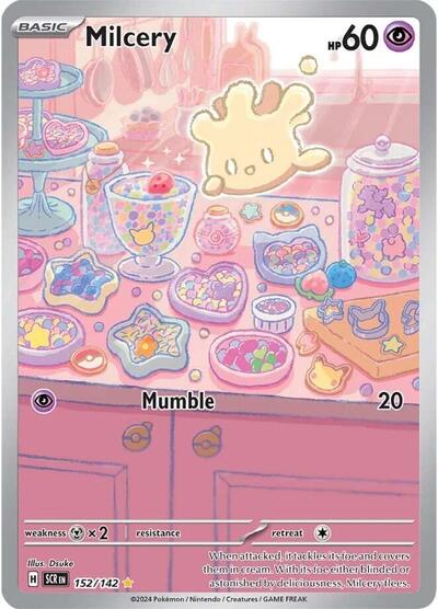 Milcery 152 142 (SCR) #152/142 Illustration Rare (Holofoil Near Mint) SV07: Stellar Crown Pokemon: 2024