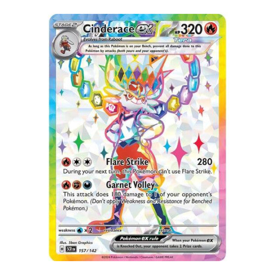 Cinderace ex - 157/142 (SCR) #157/142 Ultra Rare (Holofoil Near Mint) SV07: Stellar Crown Pokemon: 2024