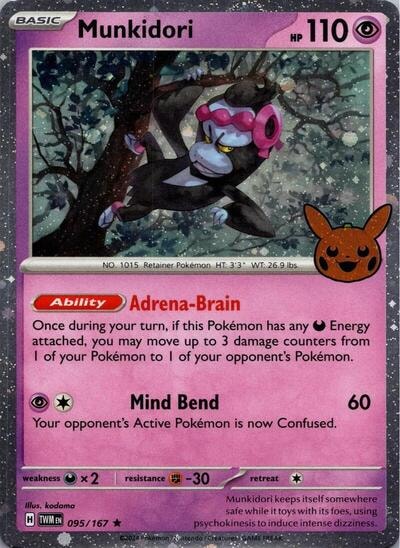 Munkidori (Cosmos Holo) (TTBB24) #095/167 Holo Rare (Holofoil Lightly Played) Trick or Trade BOOster Bundle 2024 Pokemon: 2024