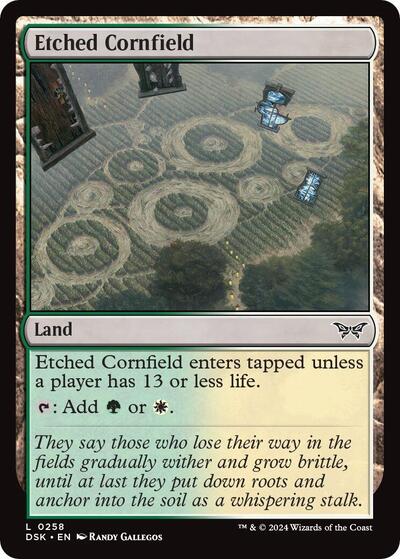 Etched Cornfield (DSK) #258 Land (Lightly Played) Duskmourn: House of Horror Magic: The Gathering: 2024