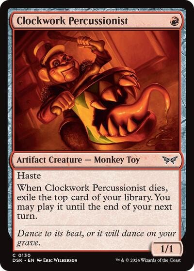 Clockwork Percussionist 0130 (DSK) #130 Common (Lightly Played) Duskmourn: House of Horror Magic: The Gathering: 2024