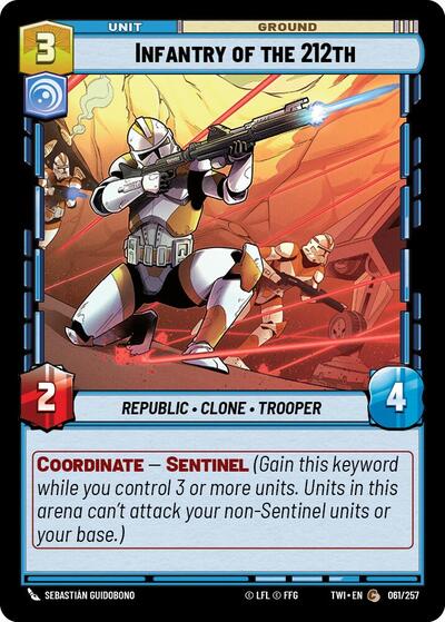 Infantry of the 212th (TWI) #061/257 Common (Near Mint) Twilight of the Republic Star Wars: Unlimited: 2024