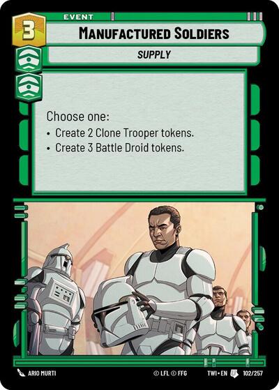 Manufactured Soldiers (TWI) #102/257 Uncommon (Near Mint) Twilight of the Republic Star Wars: Unlimited: 2024