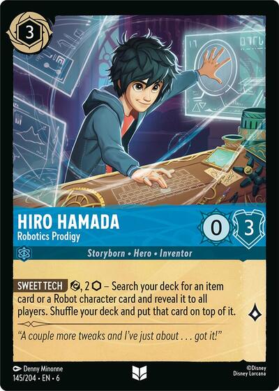Hiro Hamada Robotics Prodigy (6) #145/204 Uncommon (Near Mint) Azurite Sea Disney Lorcana: 2024