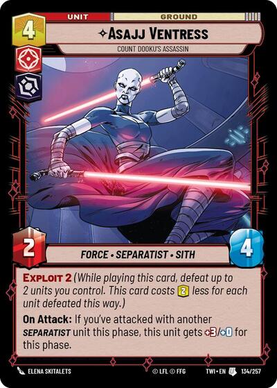 Asajj Ventress Count Dookus Assassin (TWI) #134/257 Uncommon (Near Mint) Twilight of the Republic Star Wars: Unlimited: 2024