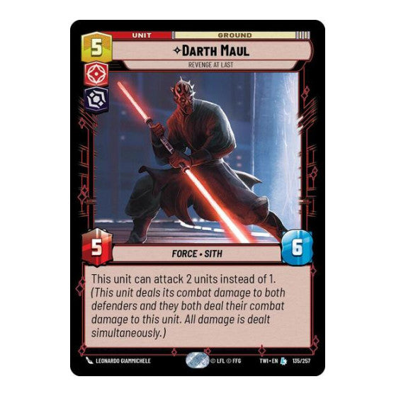 Darth Maul - Revenge at Last (TWI) #135/257 Legendary (Near Mint) Twilight of the Republic Star Wars: Unlimited: 2024