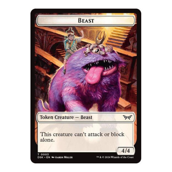 Beast // Manifest Double-Sided Token (DSK) #3 // 18 Token (Foil Near Mint) Duskmourn: House of Horror Magic: The Gathering: 2024