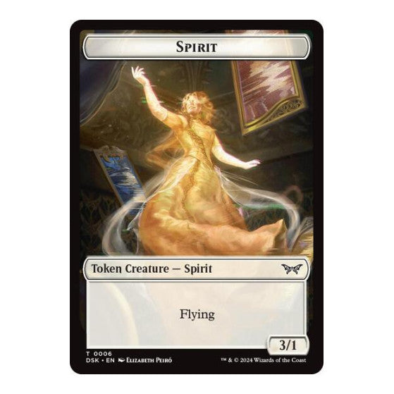 Spirit (0006) // Manifest Double-Sided Token (DSK) #6 // 18 Token (Lightly Played) Duskmourn: House of Horror Magic: The Gathering: 2024