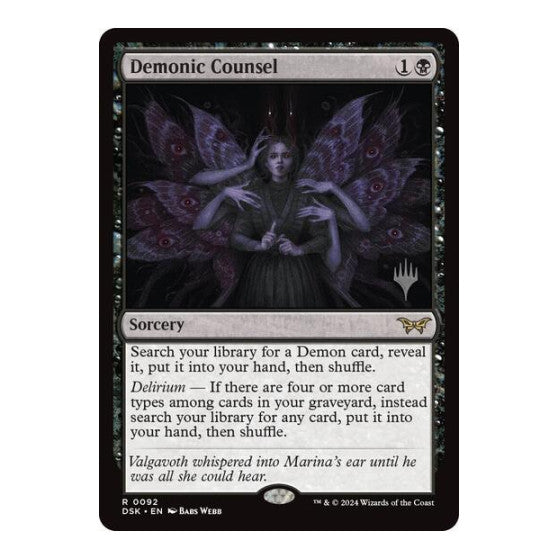 Demonic Counsel (PPDSK) #92 Rare (Lightly Played) Promo Pack: Duskmourn: House of Horror Magic: The Gathering: 2024