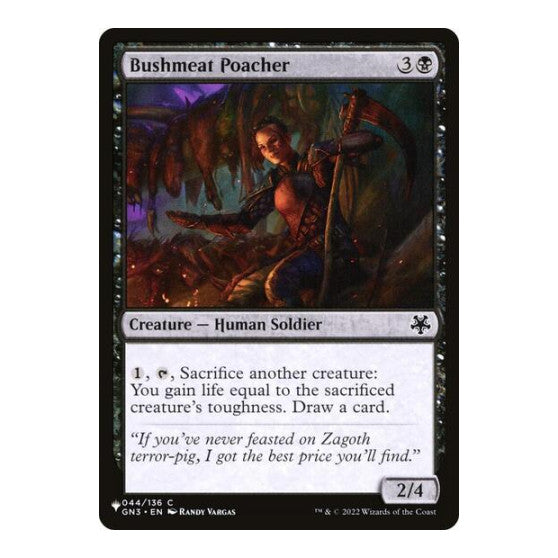Bushmeat Poacher (LIST) #044/136 Common (Lightly Played) The List Reprints Magic: The Gathering: 2026