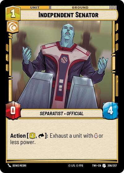 Independent Senator (TWI) #206/257 Uncommon (Near Mint) Twilight of the Republic Star Wars: Unlimited: 2024