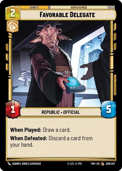Favorable Delegate (TWI) #208/257 Common Twilight of the Republic Star Wars: Unlimited: 2024
