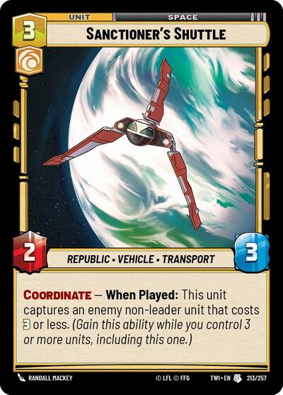 Sanctioners Shuttle (TWI) #213/257 Uncommon (Near Mint) Twilight of the Republic Star Wars: Unlimited: 2024