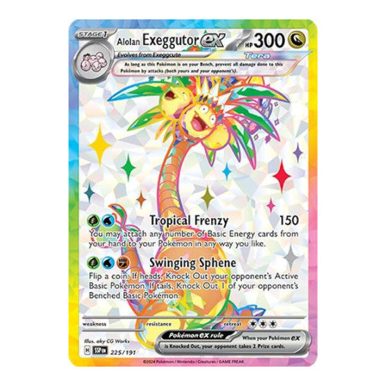 Alolan Exeggutor ex - 225/191 (SSP) #225/191 Ultra Rare (Holofoil Near Mint) SV08: Surging Sparks Pokemon: 2024