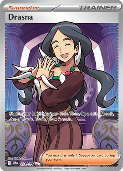 Drasna 231 191 (SSP) #231/191 Ultra Rare (Holofoil Near Mint) SV08: Surging Sparks Pokemon: 2024